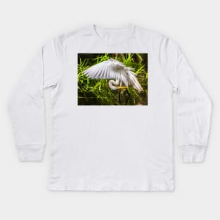 Great White Egret Kids Long Sleeve T-Shirt